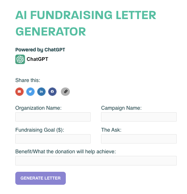 ChatGPT AI Fundraising Letter Generator