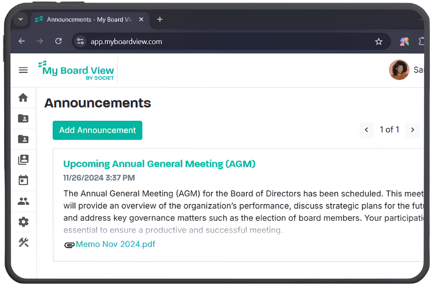 Free board portal announcements