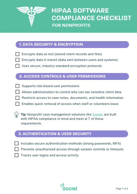HIPAA Software Compliance Checklist Nonprofit