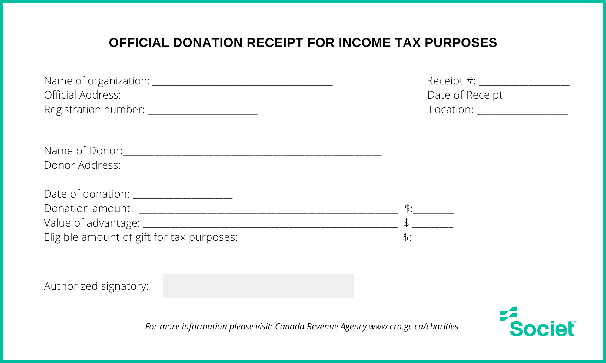 Donations Receipt for Income Tax Purposes