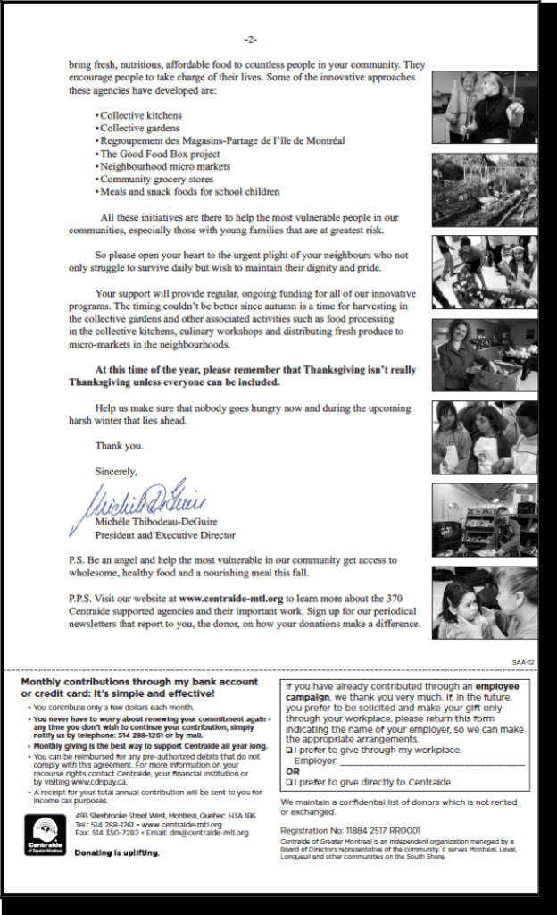 Public & Social Service - Fundraising Letter Example with Order Form