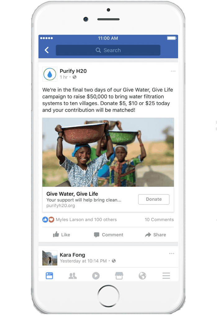 donateurs de niveau intermédiaire collecte de fonds publicité facebook