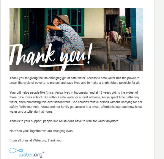 Nonprofit thank you email