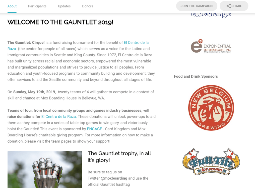 idées de collecte de fonds en ligne gamenight gauntlet 2019