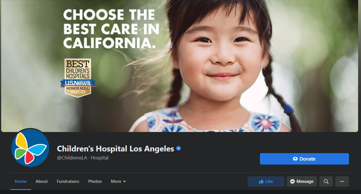 Page Facebook du Childrens Hospital Los Angeles