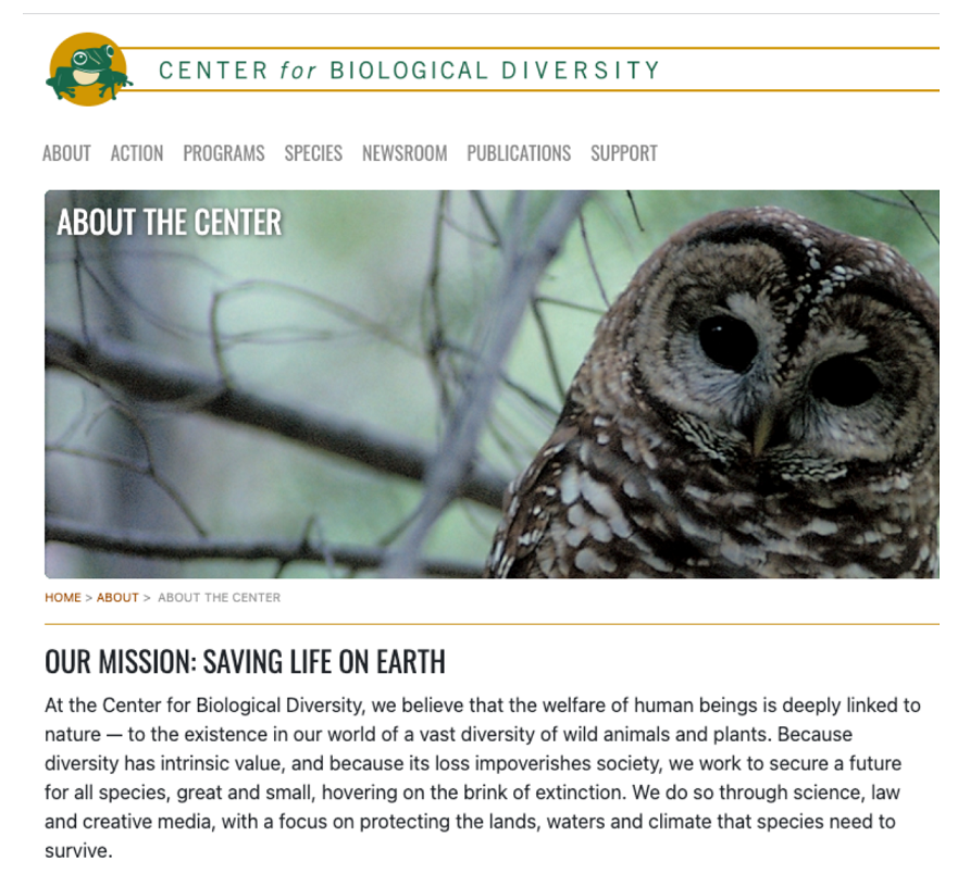 center for biological diversity